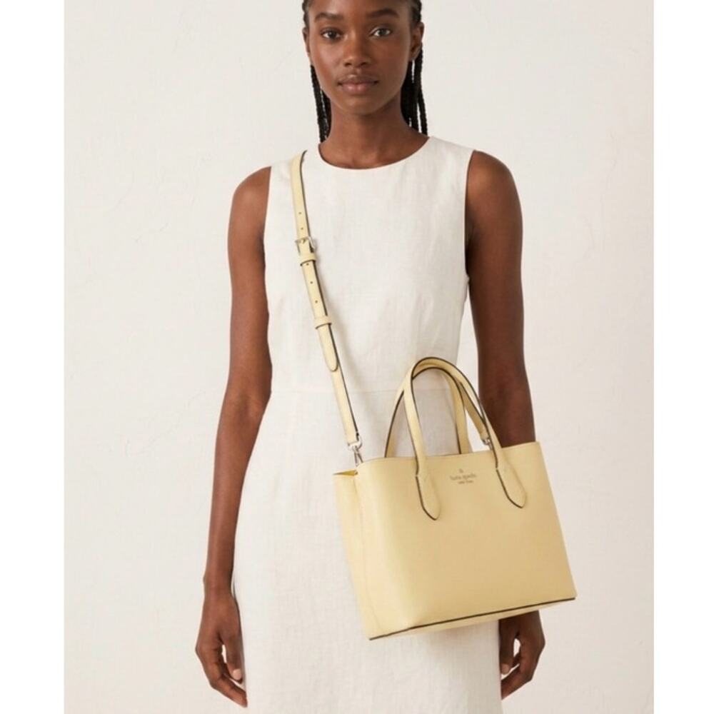 Kate Spade New York Harper Yellow Cream Leather Satchel Purse in Bosc Pear